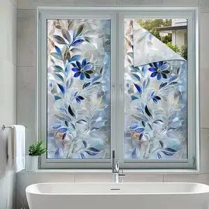 PVC Static Glass Door Window Decorative Film, Elegant Art Style, Removable Privacy Protection, Self-Adhesive, 45x100 Cm, Home Kitchen Bathroom Balcony