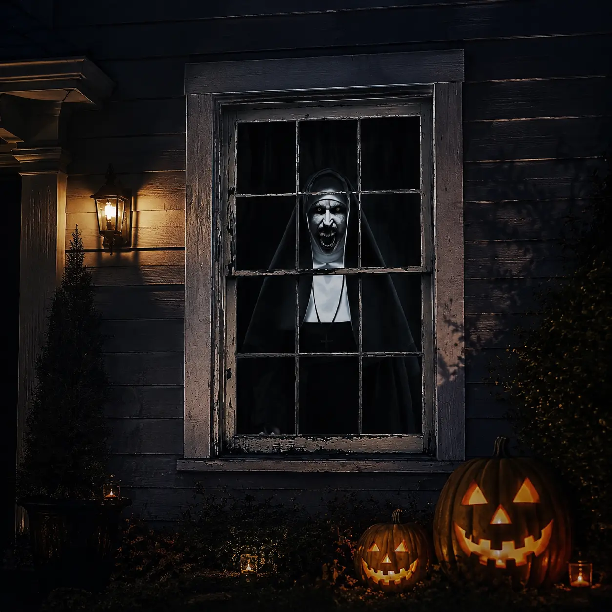 Halloween Horror Window Curtains, Spooky Halloween Window Decorations with Jason Clown Horror Designs, Haunted House Window Cover, Scary Party Decor for Indoor Outdoor Home Decoration