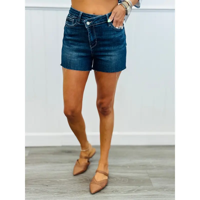Judy Blue Looking Up Criss-Cross Shorts (Reg. and Plus)