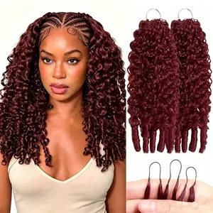 【New Color】Asakiss 99J Burgundy Crochet Human Hair Bundles Burmese Curly Highlight Honey Blonde T1B/30 Ombre Brown Crochet Hair for Miracle Knots Pre-Separated 50g/Pack 40 Strands/Pack Time-Saving Hair 4-5 Packs for Full Head Protective Hairstyles