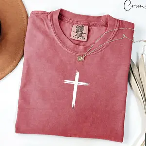 Comfort Colors Christian Cross Shirt, Faith-Based T-Shirt, Religious Graphic Tee, Minimalist Jesus Shirt, Christian Apparel - TrendWear USA