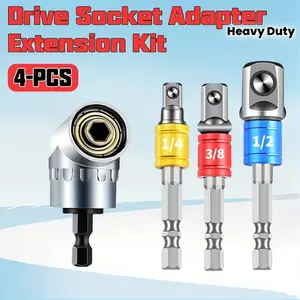 Heavy-duty Impact Driver Set, Including 1/4", 3/8", and 1/2" Hex Shank Bits, 105° Right-angle Screwdriver Bits, and Extension Adapters—suitable for DIY, Automotive Repair, and Renovation Projects. Impact Drill Electric Tool Accessories by MING