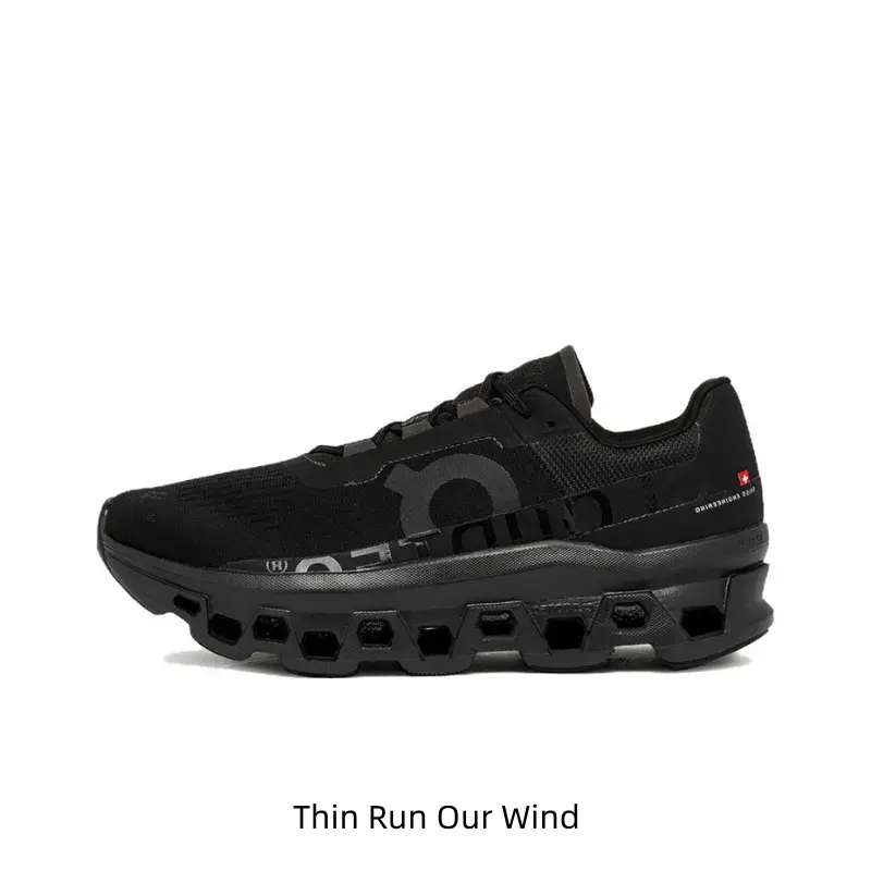 All Black Breathable Knit Mesh Performance Running Sneakers Hollow Thick Cushion Midsole Anti Slip Athletic Shoes For Men Women Long Distance Jogging And Outdoor Fitness