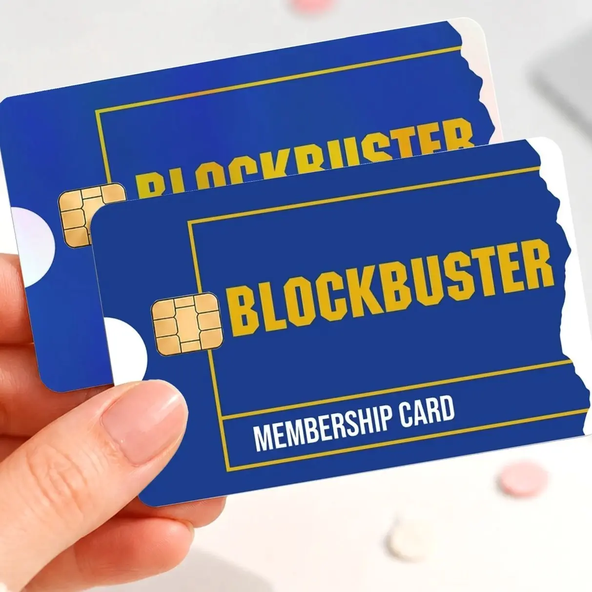 Retro Video Rental Membership Credit Card Skin, Blue Blockbuster-Inspired Debit Card Sticker, Funny Nostalgic Bank Card Cover