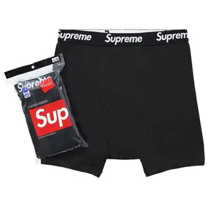 Supreme Hanes Boxer Briefs (4 Pack) Black Men's 100% Authentic Comfortable Everyday Wear Gym Casual Soft Cotton