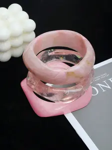 Set Pink Acrylic Bracelet Set, Elegant Minimalist Dye Bangle Combination, Can Be Worn Alone Or Stacked, Suitable For Daily Wear And Vacation