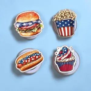 Patriotic BBQ Food MagSafe Phone Grip Set, Magnetic Pop Socket Kickstand, Burger Hot Dog Cupcake Phone Holder 4th of July