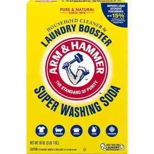 ARM & HAMMER Super Washing Soda (55 oz) | Natural Household Cleaner & Laundry Booster | Versatile Powder for Deep Cleaning & Fresh Laundry Church & Dwight