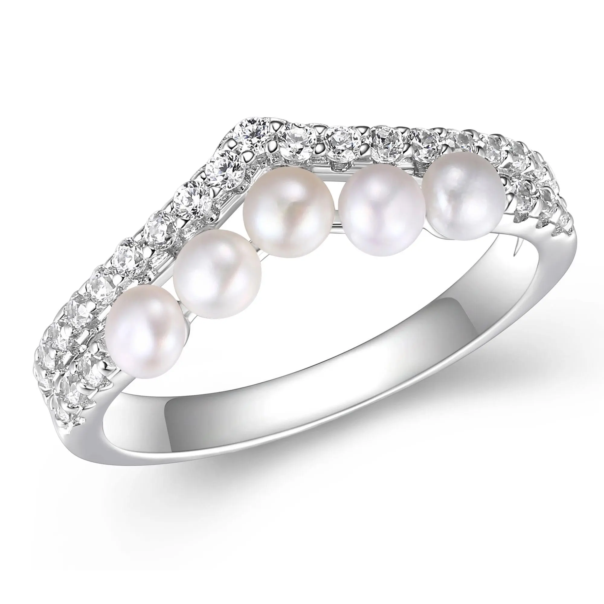 Diamonique Cultured Pearl Ring, Sterling Silver
