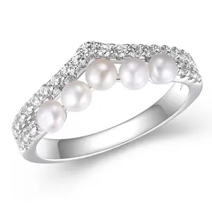Diamonique Cultured Pearl Ring, Sterling Silver