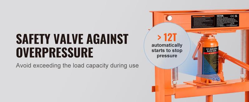 VEVOR Hydraulic Shop Press, TikTokShopBlackFriday, 12 Ton H-Frame Hydraulic Garage/Shop Floor Press, Adjustable Shop Press with Press Plates, Heavy Duty Hydraulic Press for Garage, Shop, Workshop