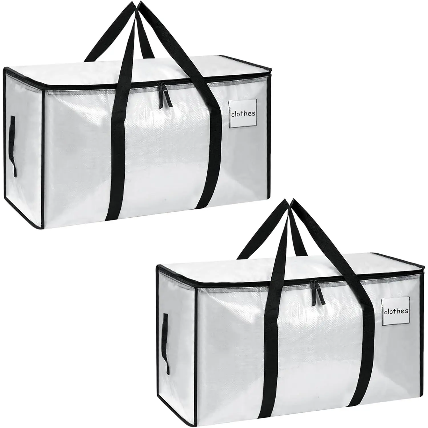 2-Pack Extra-Large Heavy-Duty Storage Totes with Reinforced Handles, Durable Zippers &  Material --  for Space-Saving, Moving, Shipping and Travel (Clear)