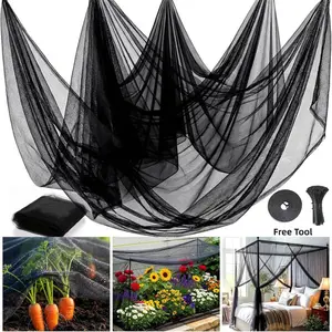 Multifunctional outdoor garden netting set featuring an ultra-fine mesh barrier; includes self-adhesive strips and cable ties—suitable for use on patios and balconies, or as insect and bird netting for fruit trees and vegetables.