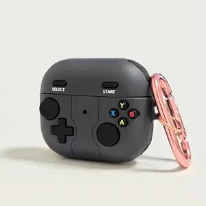 Game Console Design Earphone Case with Carabiner, Soft Silicone Earphone Protective Cover, Earphone Accessories Compatible with AirPods, Earbuds Gift