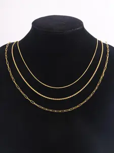 Minimalist Elegant Rope Design Necklace Set, Fashionable Stainless Steel Jewelry for Party, Daily Decor, Trendy All-match & Exquisite Jewelry for Birthday Gift