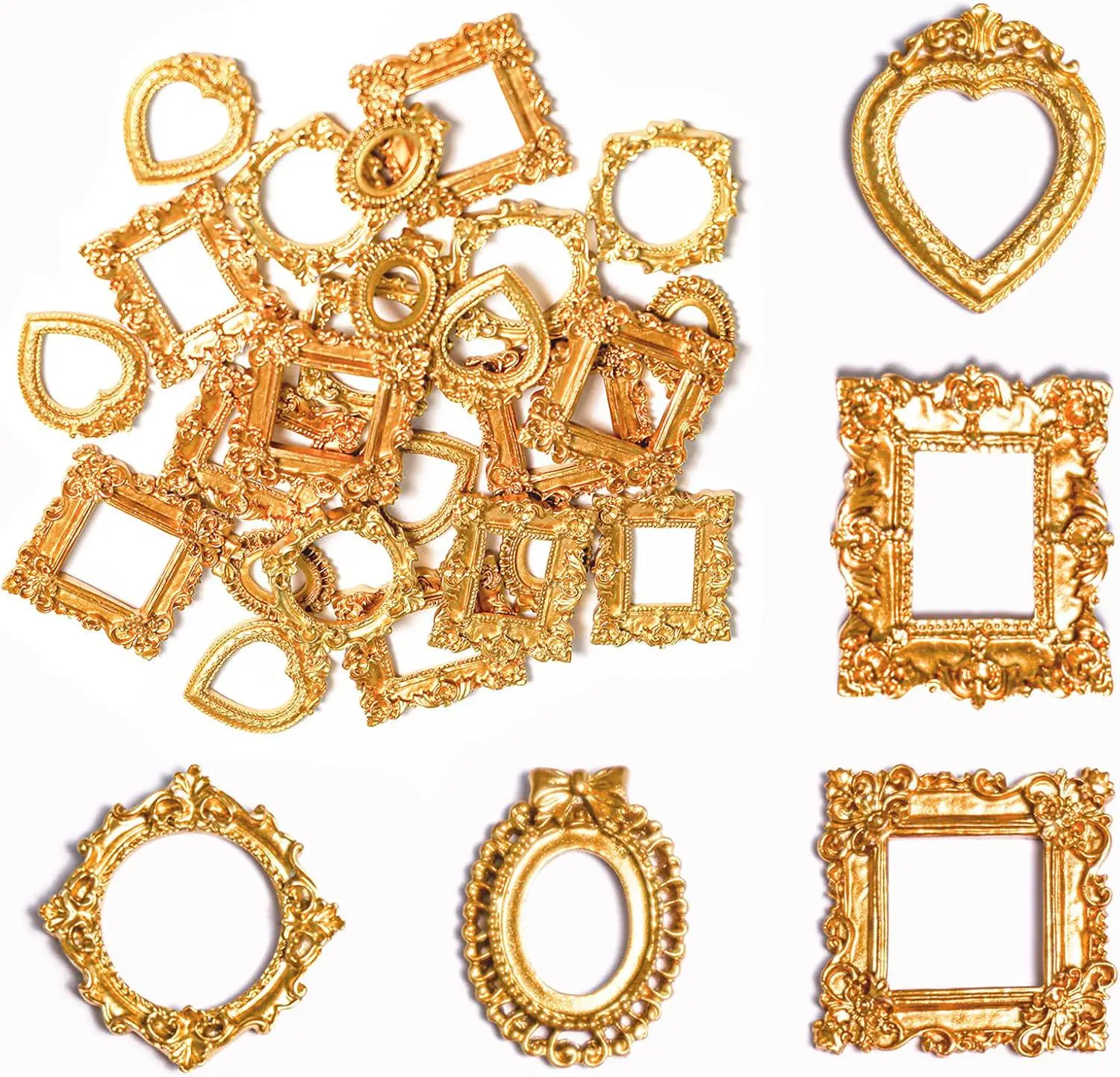 25 pcs Vintage Resin Picture Frames DIY Small Picture Frames Antique Resin Jewelry Display Table Frame for Jewelry Display Photography Wall Decor