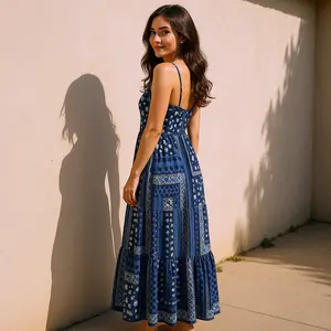 AETHNO Indigo Patchwork Batik Dress
