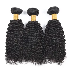 Kinky Curly Human Hair Bundles Natural Color Virgin Hair Extensions For Woman
