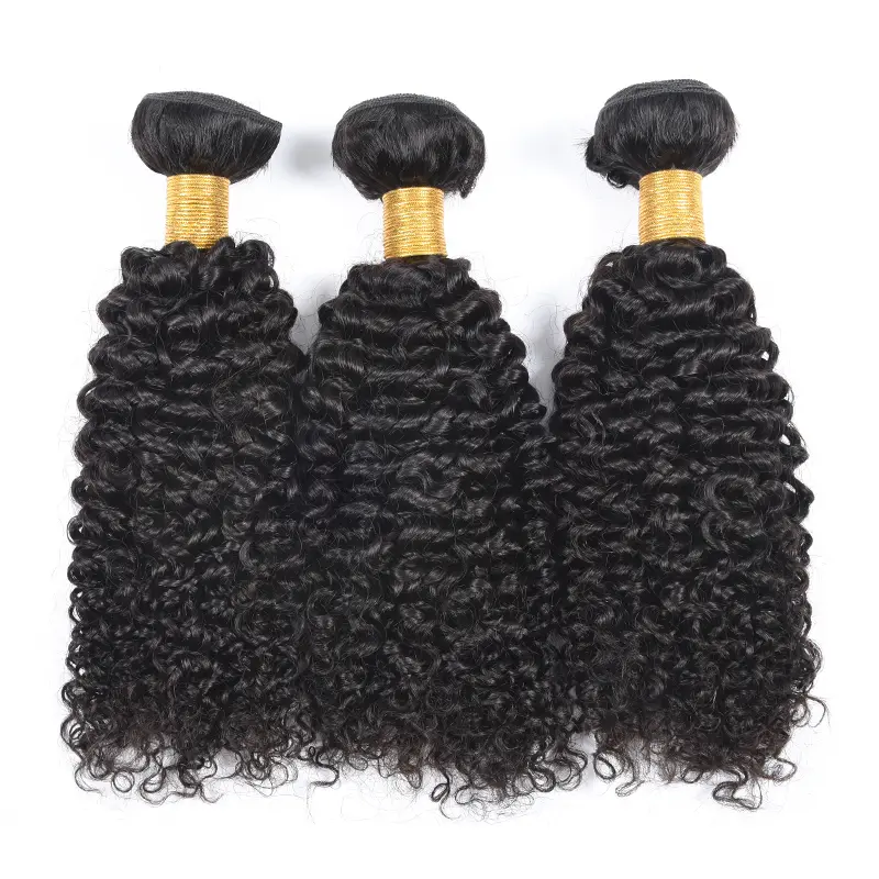 Kinky Curly Human Hair Bundles Natural Color Real Hair Extensions For Woman