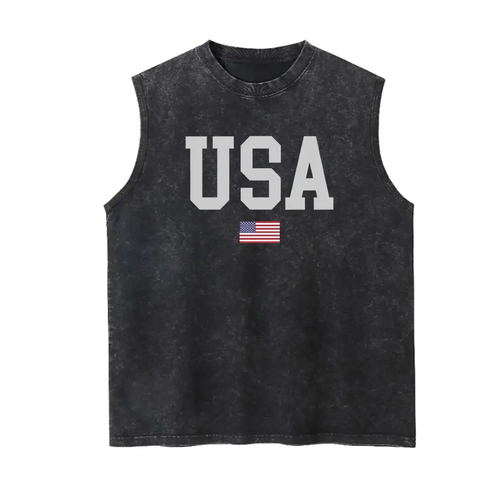 Unisex Vintage Washed Tank Top, USA Flag 250th Anniversary Graphic, Super Soft 100% Cotton Sleeveless Street Wear, Fabric, Menswear, Casual Fit, Washed Look, Vintage Vibe, Streetwear, Medium Length, Multi-Size