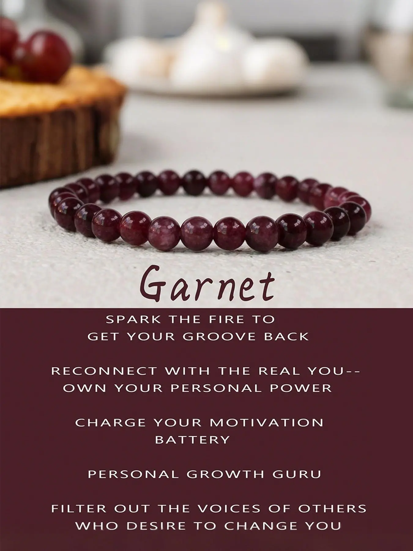 6mm Garnet Beaded Bracelet, Handmade Knotted Energy Beads Bracelet, Solstice Gemstone Bracelet, Crystals Bracelets, Spiritual Warrior Jewelry for Men & Women, Fashion Accessories for Daily Wear
