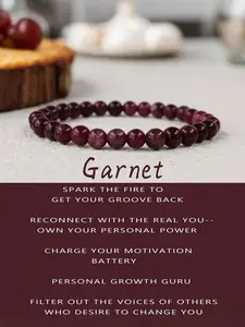 6mm Garnet Beaded Bracelet, Handmade Knotted Energy Beads Bracelet, Solstice Gemstone Bracelet, Spiritual Warrior Jewelry for Men & Women, Fashion Accessories for Daily Wear