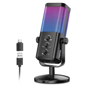 USB Gaming Microphone with Game Chat Balance, RGB Condenser Mic with Noise Cancellation, Quick Mute & Monitoring, for Streaming/Discord/Twitch/Podcast/Videos/ASMR, for PC/Computer/PS4/PS5/Mac fathersdaygift