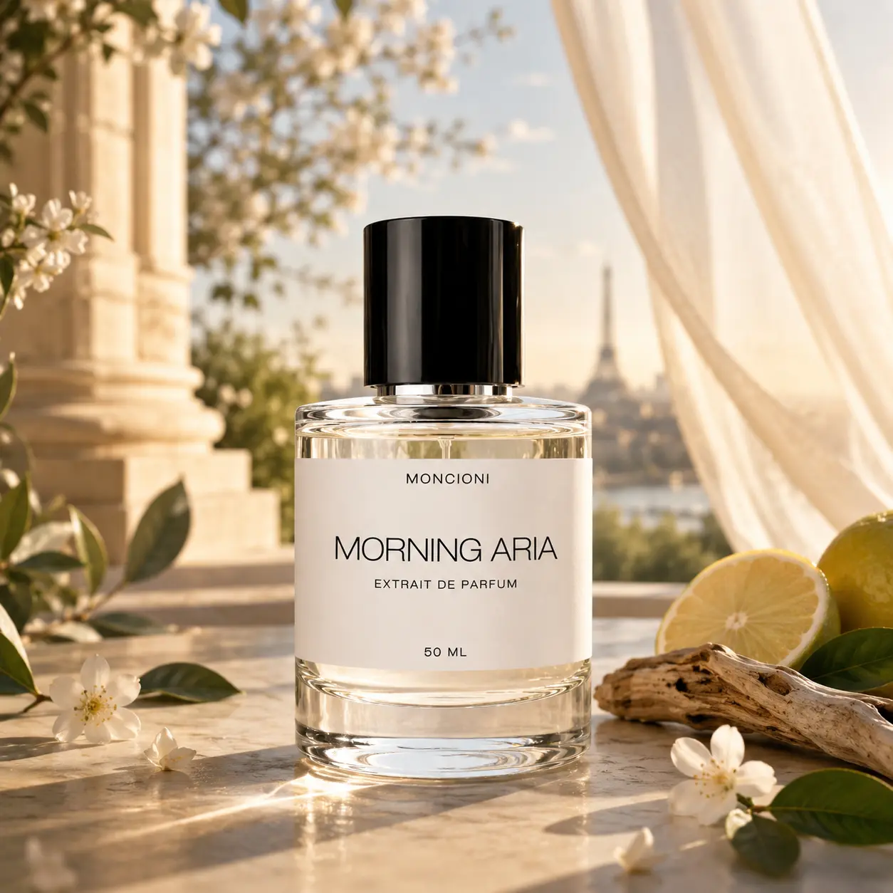 Moncioni Morning Aria Extrait de Parfum - Unisex Luxury Fragrance with Iris, Orange Blossom, Patchouli - Long-Lasting Designer-Inspired Niche Perfume Gift