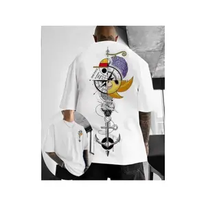 One Piece Men's T-shirt Monkey D. Luffy Summer Anime Boys Retro Loose Parent Child Wear for All Seasons