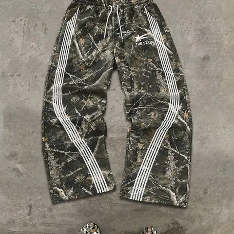 Men's Camo Print Straight Leg Casual Style Sweatpants, Regular Fit Casual Street Comfy Breathable Camo Print Pants for Daily Wear, Men's Bottoms for Summer, Trouser, Camouflage Sweatpants