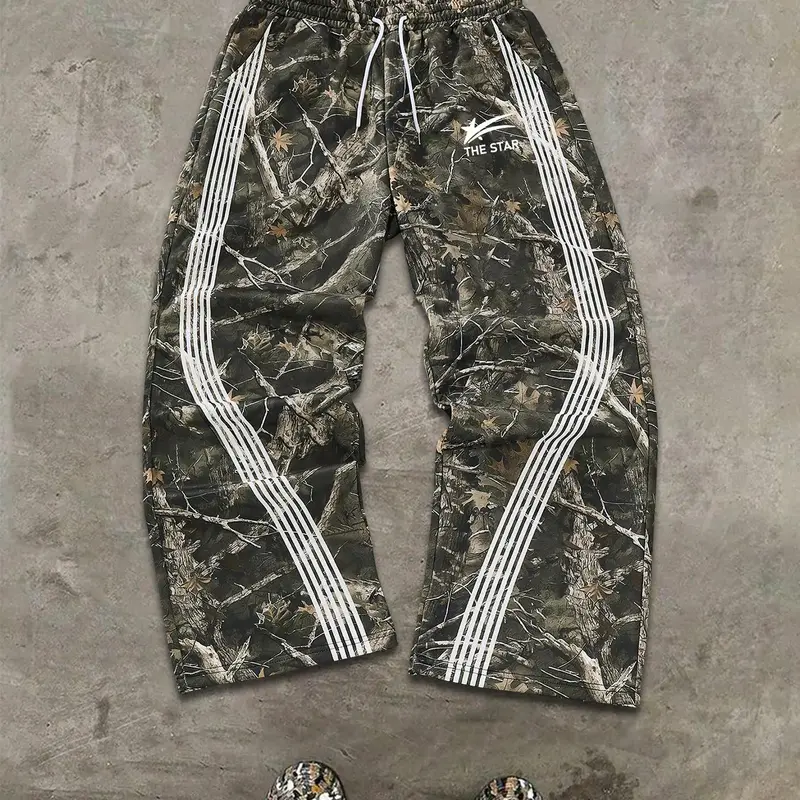 Men's Camo Print Straight Leg Casual Style Sweatpants, Regular Fit Casual Street Comfy Breathable Camo Print Pants for Daily Wear, Men's Bottoms for Summer, Trouser, Camouflage Sweatpants