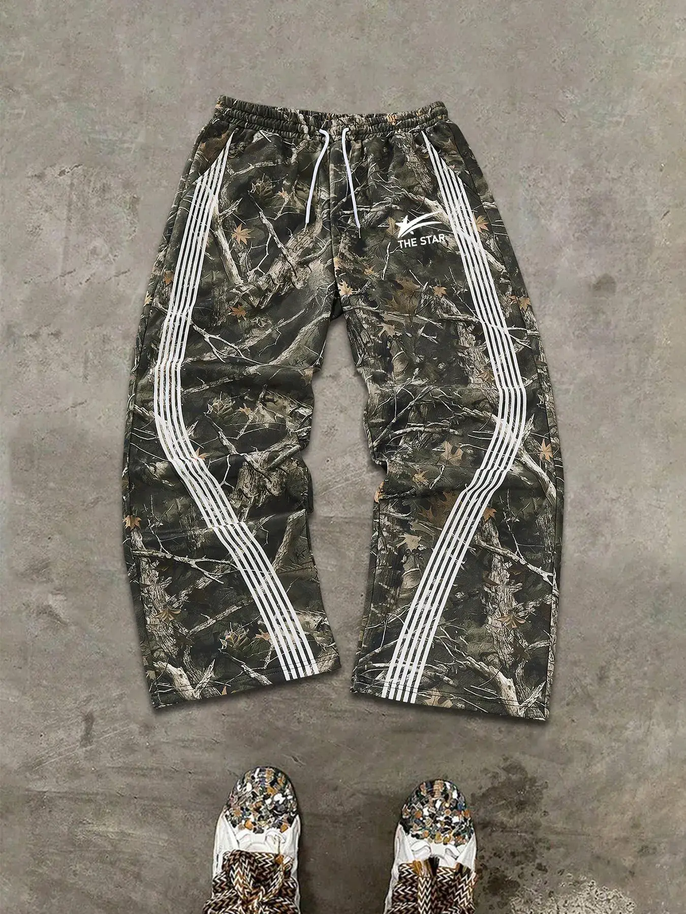 Men's Camo Print Straight Leg Sweatpants, Regular Fit Casual Street Comfy Breathable Camo Print Pants for Daily Wear, Men's Bottoms for Summer, Trouse