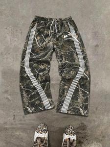 men's camo print straight leg sweatpants, regular fit casual street comfy breathable camo print pants for daily wear, men's bottoms for summer, trouser