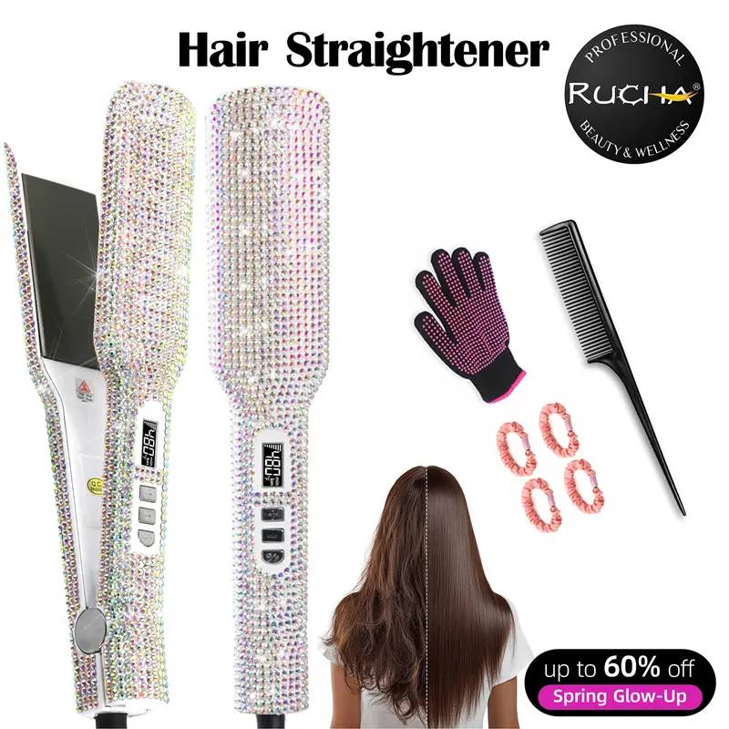 DORISILK Bling Rhinestone 2-in-1 Hair Straightener & Curler - 2
