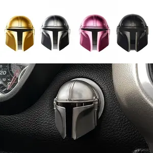 Mando Style Universal Car Engine Start Stop Button Cover Anti-Scratch 3D Cool Car Interior Accessories Silver Zinc Alloy Protective Cover for 98% Vehicles