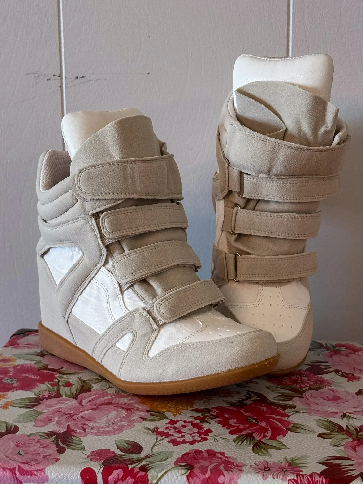 Neutral Beige Wedge Sneaker
