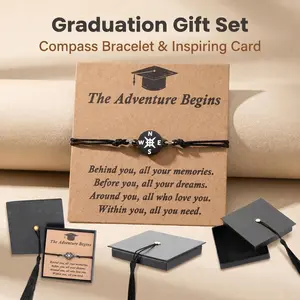 Class of 2026 Graduation Gift Compass Bracelet Adjustable Inspirational，Gift for College High School，Mini Cap Box，Meaningful Grad Gift friendship