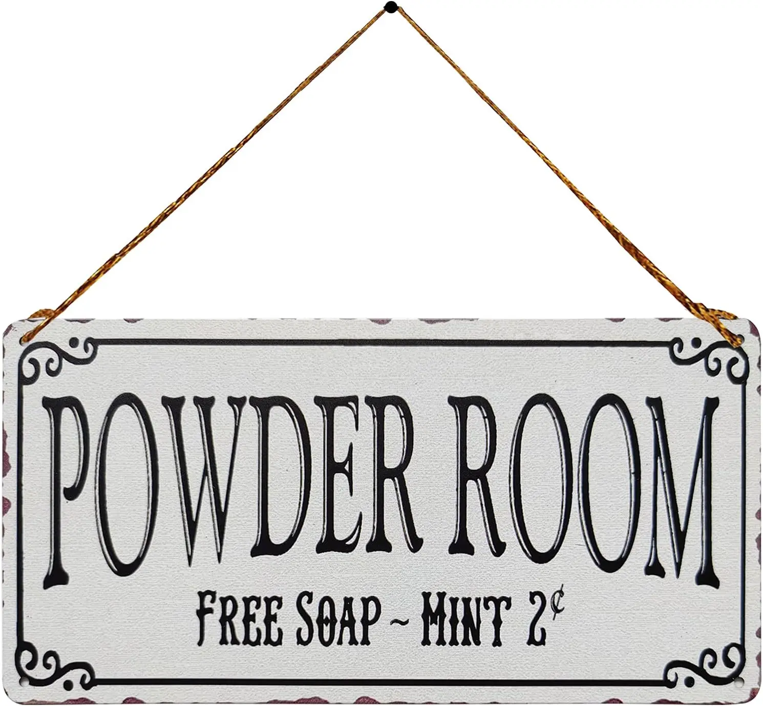 Vintage Tin Hanging Novelty Sign, 5x10in Farmhouse Home Decoration, Gift for Powder Room Toilet Bathroom Kitchen Wall Decor (Home Supplies Plaques & Signs), Metal