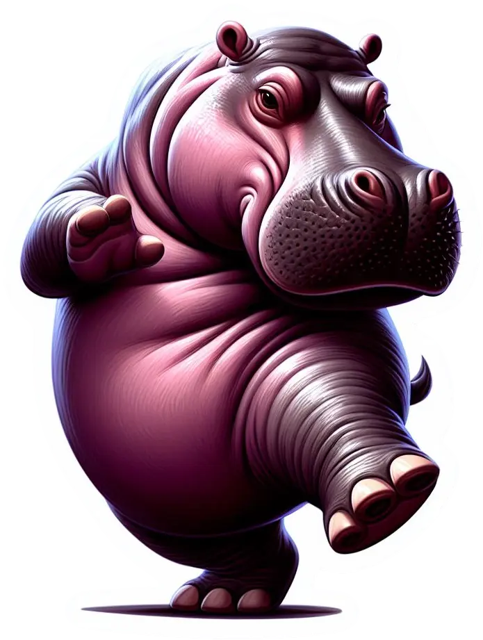 Funny Purple Hippo Dancing Hippopotamus Animal 3" Vinyl Stickers - High-Quality and Durable Cute Decorative adhesive label sticker