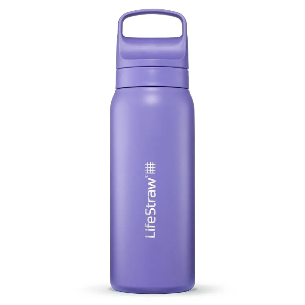 LifeStraw Go Series Stainless Steel Reusable Water Filter Bottle, Carbon Filter, Portable Design with Secure Lid - Thistle Water Bottles