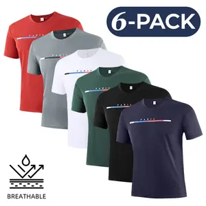 Men's 6-Pack Graphic T-Shirts - Quick Dry, Moisture Wicking Micro-Grid Performance Tees for Gym, Fitness Activewear, Gym Athletic Clothes, Fitnes Activewear