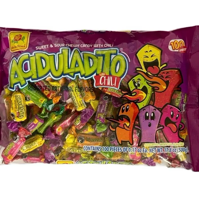 Aciduladito with Chili Sweet & Sour Chewy Candy - 100 Pieces 17.8 oz Chewy Candy - Snack, Bonbon spicy mexican taffy snacks treat maker outdoorfun
