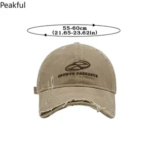 Retro Washed Denim Snapback Hat, Solid Embroidered Ripped Hole Baseball Cap, Lightweight Adjustable Outdoor Sun Hat, casual sports fashionable unisex accessory, comfy all-day fit perfect for travel, beach leisure, camping and urban daily wear