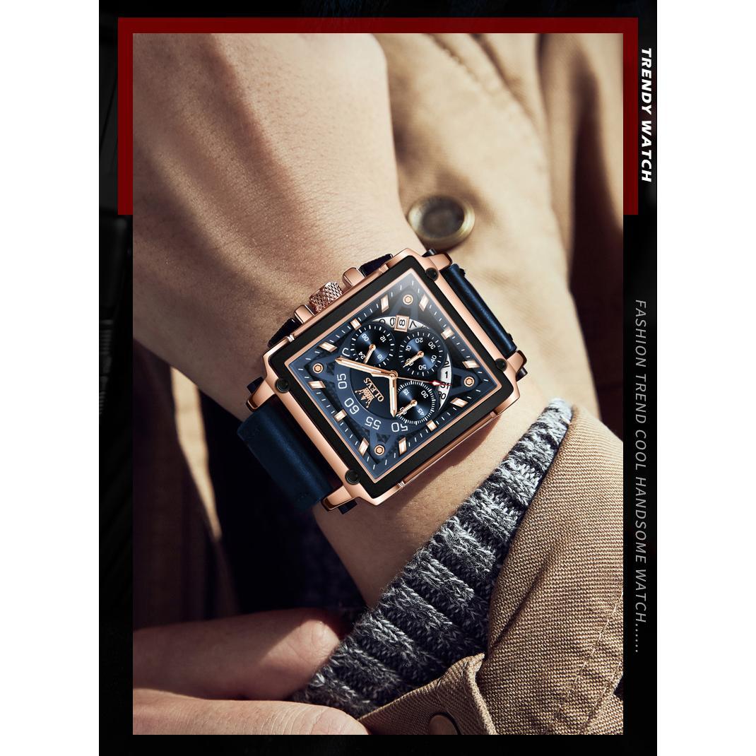 OLEVS 9919 Chronograph Multifunctional Quartz Men's Watch Leather strap 45MM Square Big Dial Leisure Sports TOP Brand Male Watch OLEVS 9919 Chronograph Multifunctional Quartz Men's Watch Leather strap 45MM Square Big Dial Leisure Sports TOP Brand Male Watch