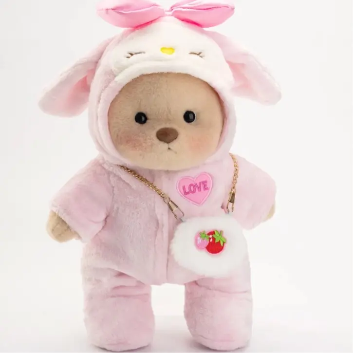 TEDDY HUG teddy hood  ベージュピンク PINK Plush Teddy Hooded Bomber Jacket at CoolSprings Galleria in