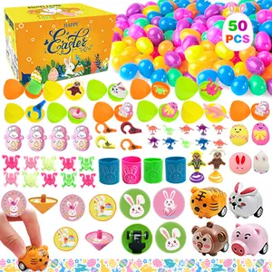 Easter Egg Printed Paintable Plastic Openable Eggs DIY Party Gift Toy Set Educational