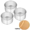 3PCS Round Cake Pans, with 100 Round Parchment Paper, Stainless Steel Round Cake Tins Set for Baking, Metal Circle Layer Tin for Birthday Wedding Party, Dishwasher Oven Safe