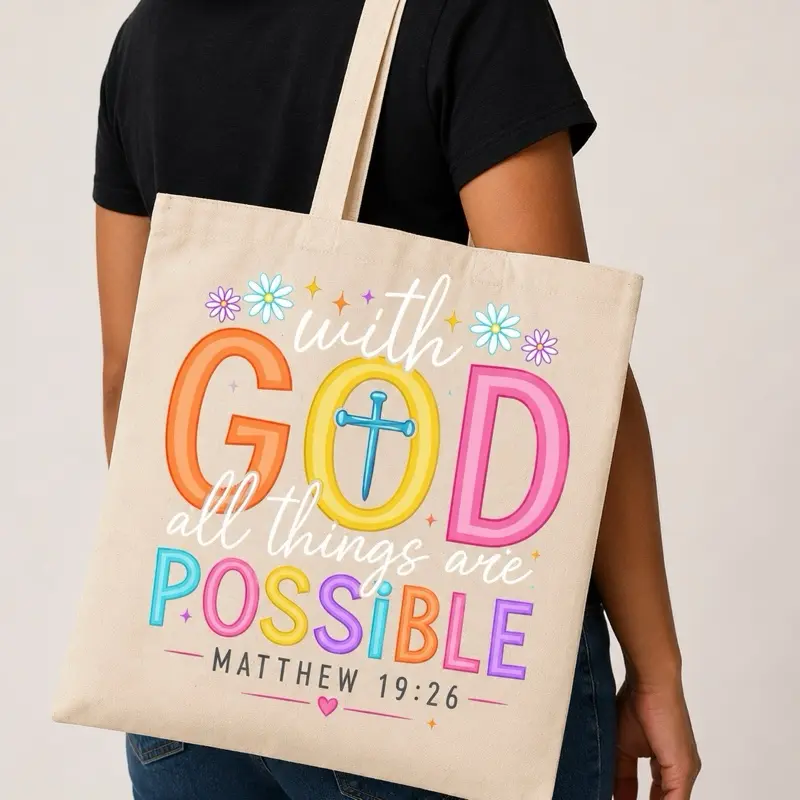 Tote bag, Durable Canvas Tote for Daily Use, Spacious Reusable Shopping Bag with 2 Pockets