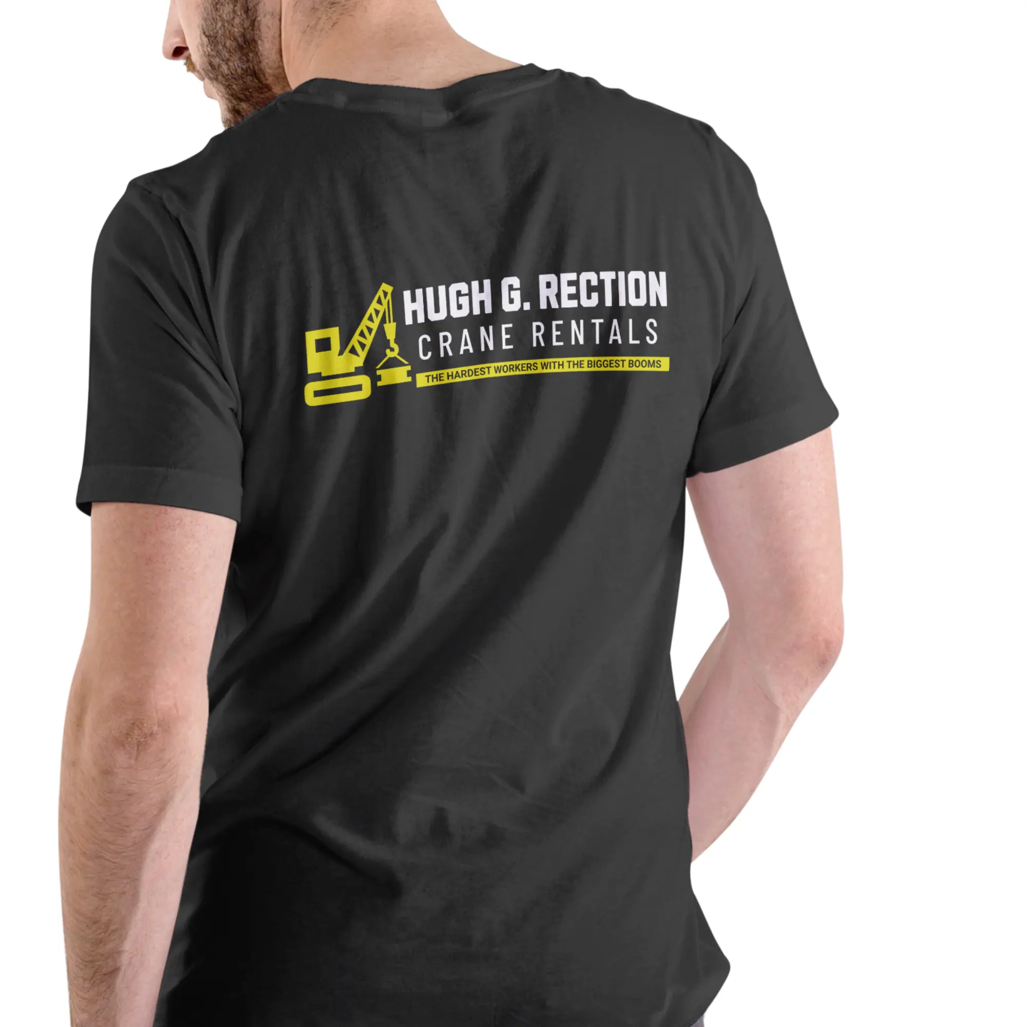 Hugh G Rection Crane Rental Casual Top (Unisex Fit), Graphic T Shirts, Hugh G Rection Crane Rental Design, Laugh‑Worthy Tee