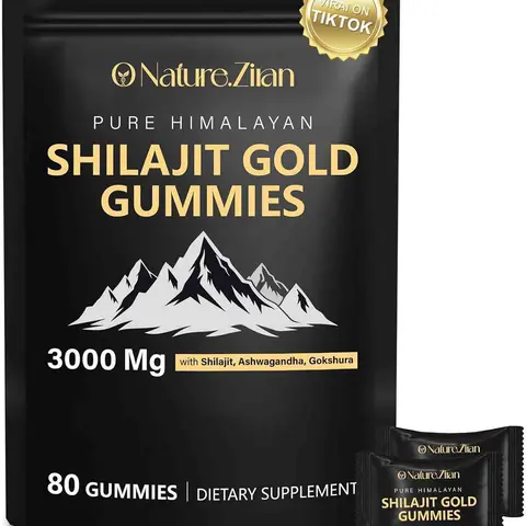 O NATURE . ZIRAN Organic Shilajit Gold Gummy Supplement for Men & Women - Sugar-Free Dietary Supplement with Ashwagandha, Gokshura, 85+ Minerals, Natural Authentic Flavor, 80 Gummies for Energy Boost, Healthy Skin & Cellular Function, High Potency Supplem
